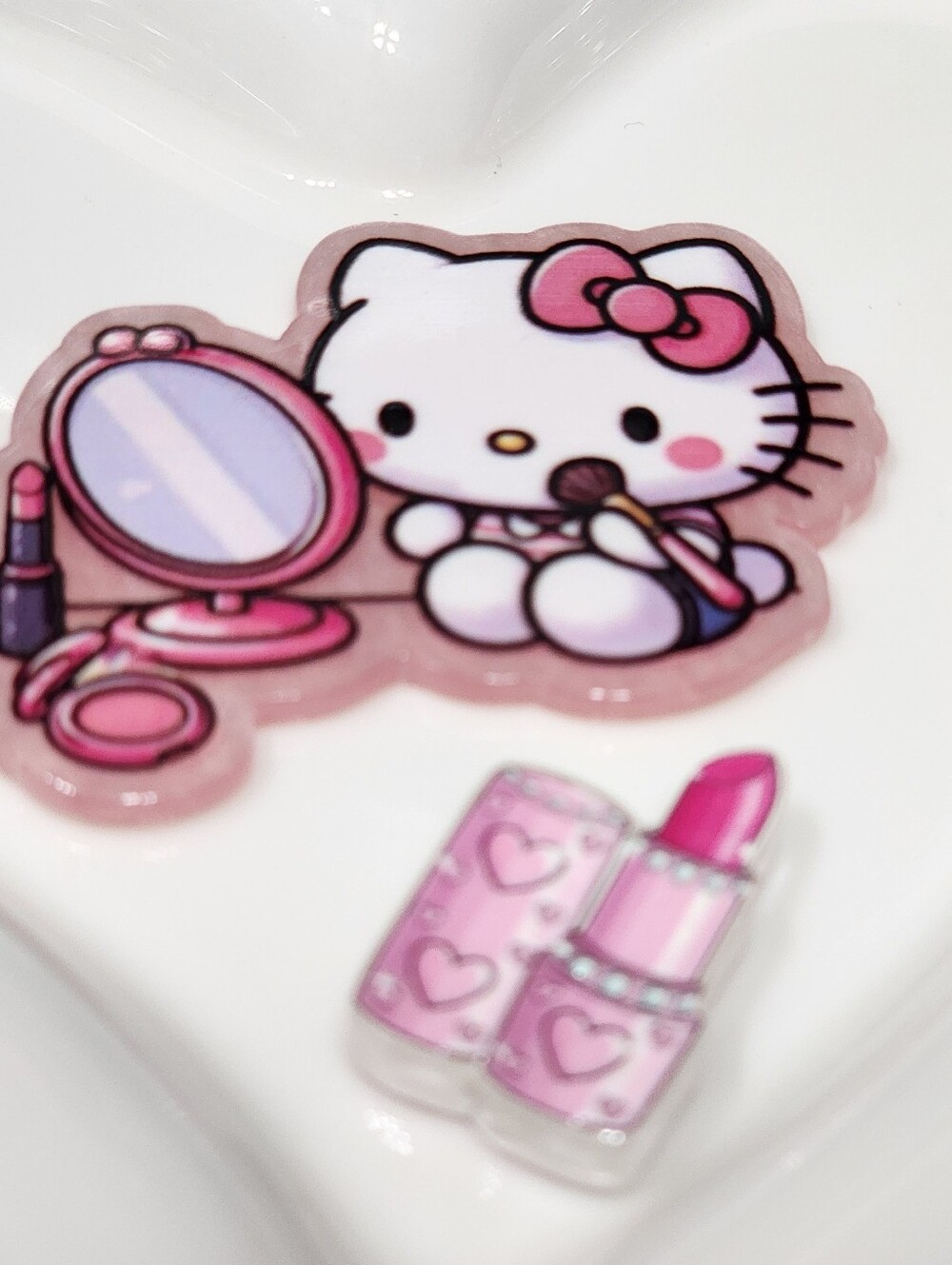 Cat Makeup Flatback Focal Bead Badge Keychain Crafts Beaded Pen Magnet Bag Clip